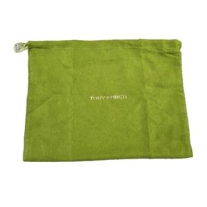 Tory Burch Green Dustbag Velour Satin Rectangle Bag Designer Preppy
